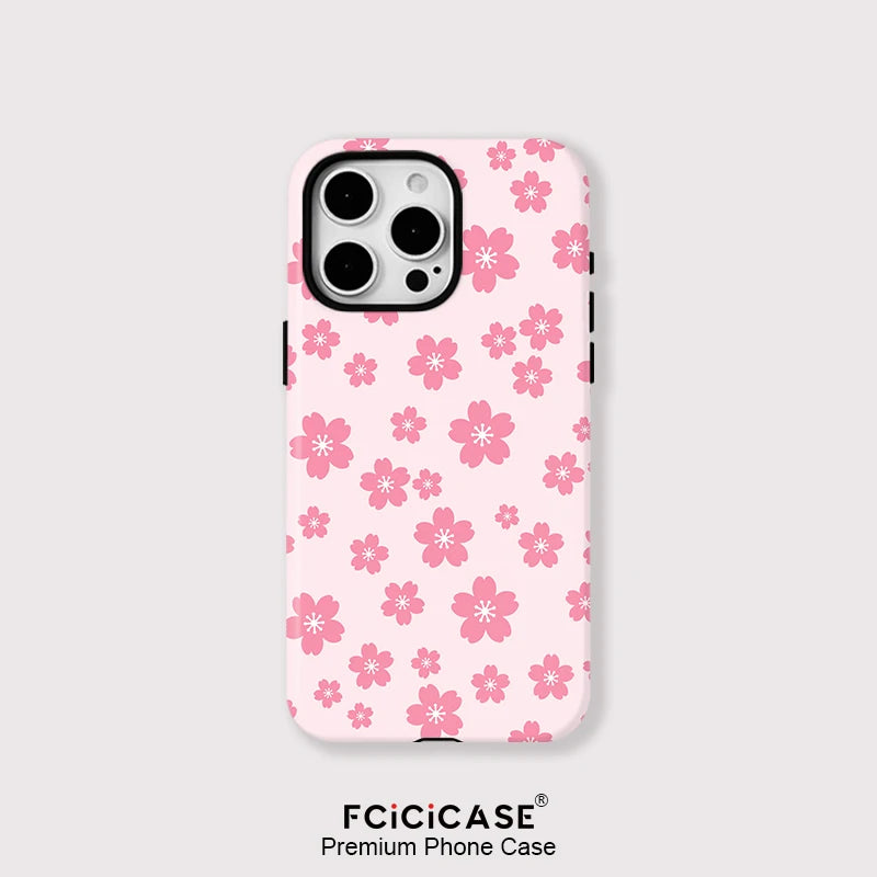 Pink Flower Pattern Case For iPhone 16 Pro Max 15 14 Plus 13 12 Pro 11 Luxury Magnetic Double-layer Shockproof Back Cover Pink Flower Pattern Case For iPhone 16 Pro Max 15 14 Plus 13 12 Pro 11 Luxury Magnetic Double-layer Shockproof Back Cover